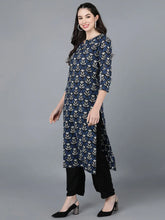 Women Cotton Navy Blue Printed Kurtas 1